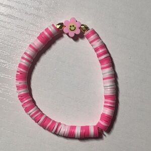 Pink and White Flower Bead Bracelet for Kids
